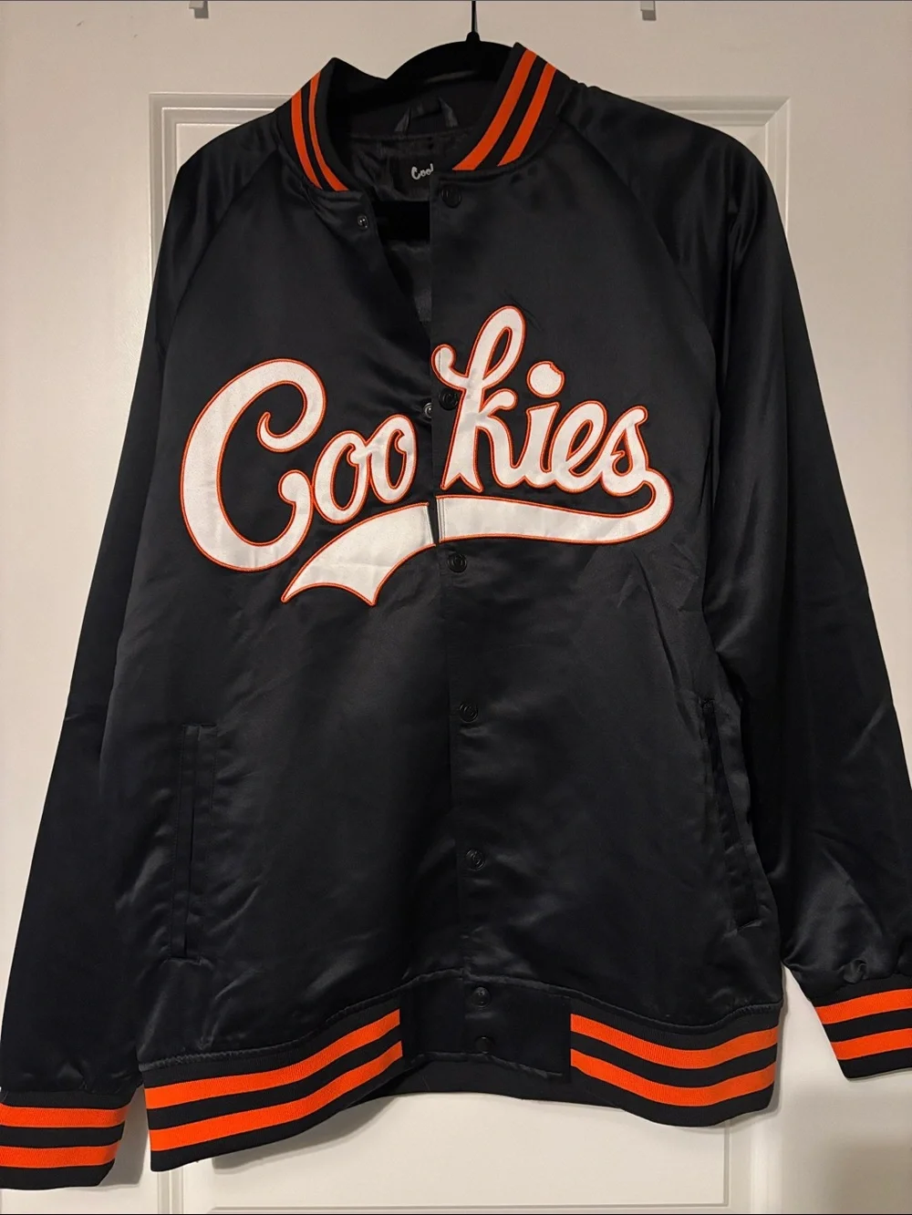 Men’s Variant COOKIES Black Satin Jacket with Orange Trim